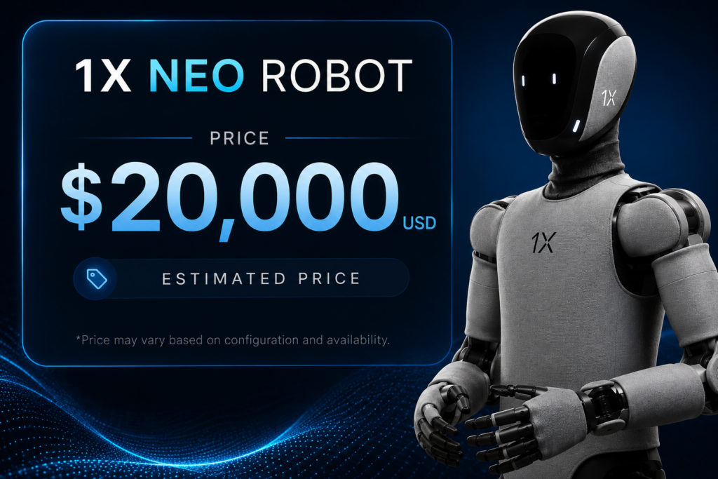 1X Neo pricing options showing 20000 dollars outright purchase versus 499 dollars per month subscription with 200 dollar deposit"