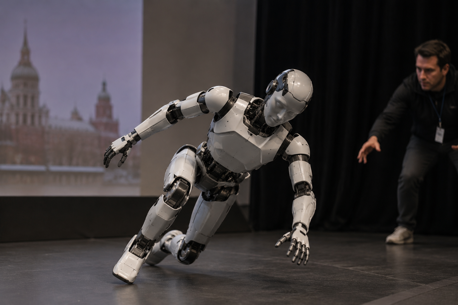 AIDOL humanoid robot from Russian company Idol at Moscow debut on November 11 2025 with CEO Vladimir Vitukhin team