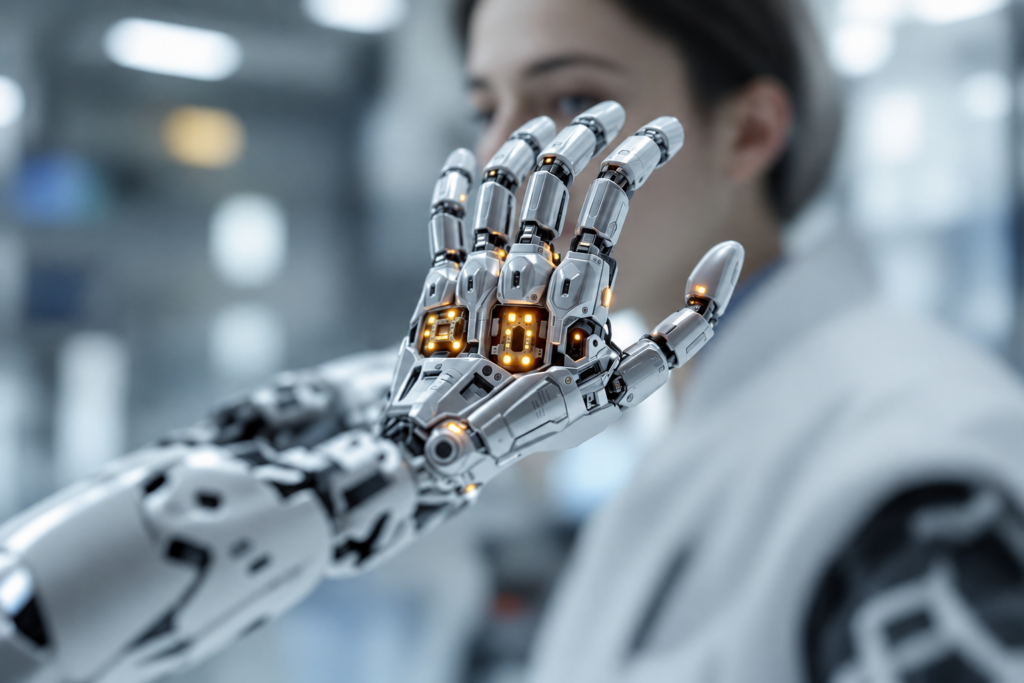 Tesla Optimus Gen 3 hand system with 22 degrees of freedom and 50 actuators in tendon driven biomimetic forearm design