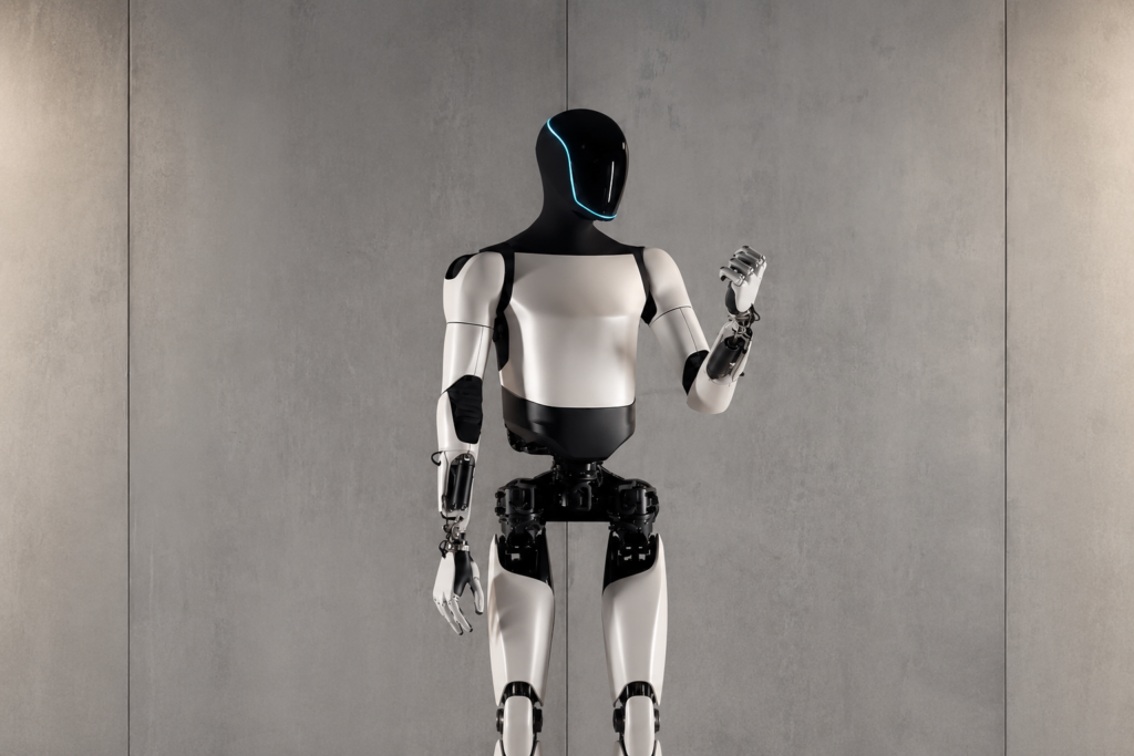 Tesla Optimus Gen 3 humanoid robot from Tesla Inc Austin Texas with tendon driven hand system and Vision Language Action AI
