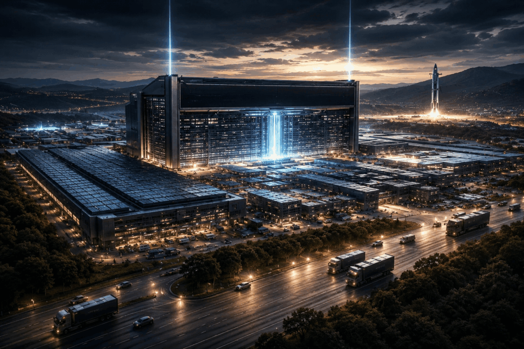 Terafab semiconductor joint venture between SpaceX and Tesla powering Optimus humanoid robots and orbital data centers